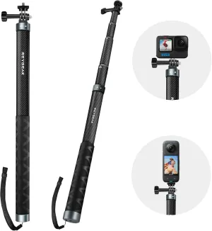 REYGEAK 59 Inch Selfie Stick Long Invisible Pole for GoPro 13 Carbon Fiber Waterproof Extension Monopod for GoPro Hero 13/12/11/10/9 Osmo Pocket 3/ Action 5 Pro/4/3 Accessories.