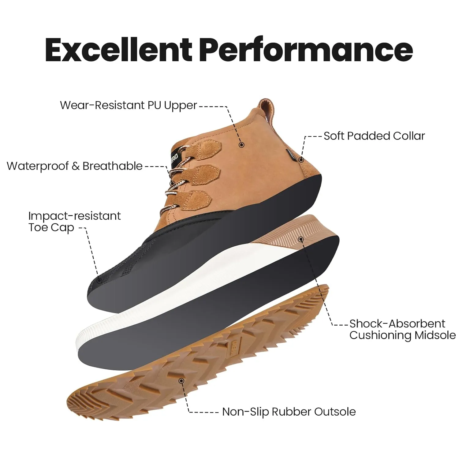 Rihero Women's Classic Waterproof Ankle Boots Fashion Lightweight Leather Suede Hiking Ankle Booties