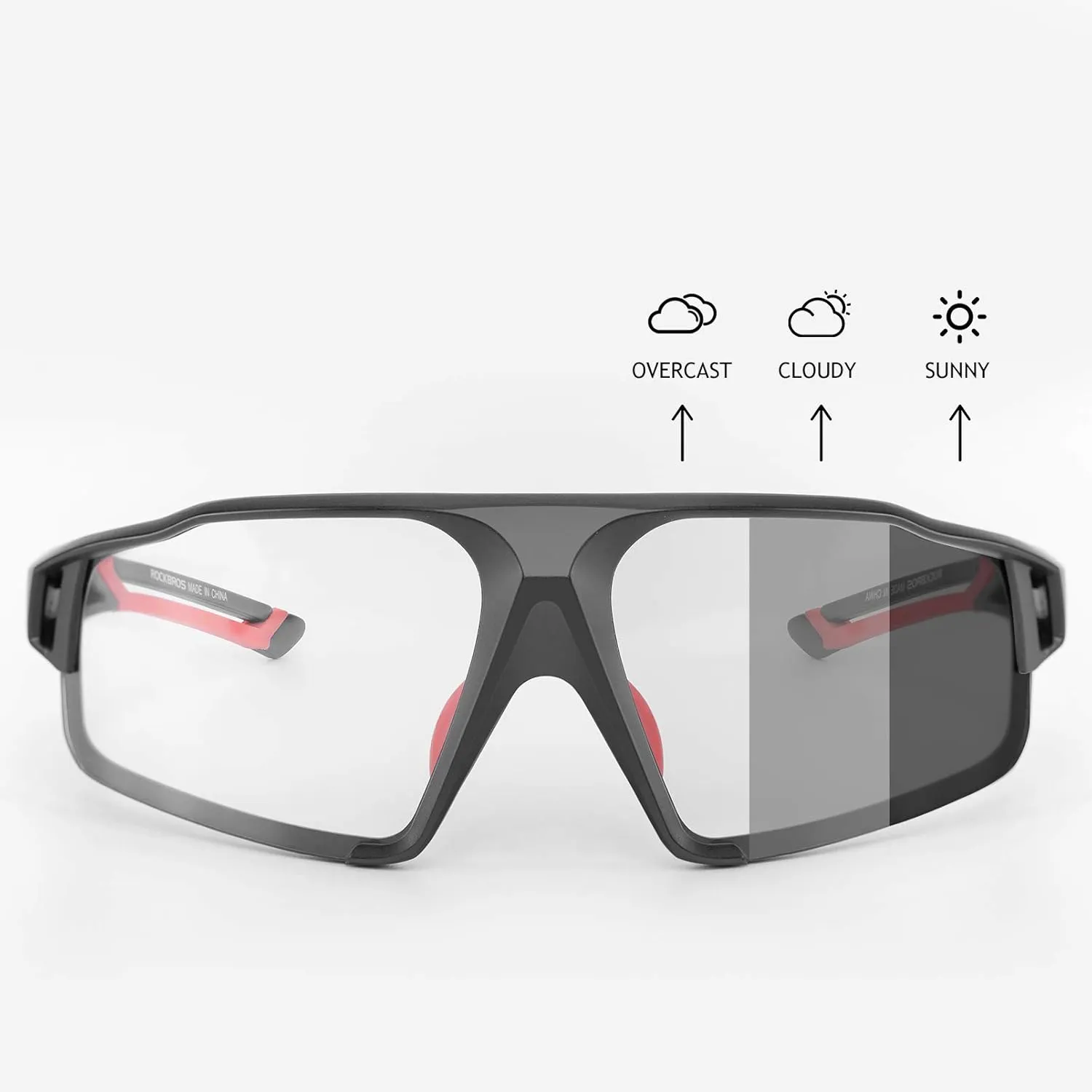 ROCKBROS Photochromic Cycling Glasses for Men - Clear Safety Glasses for Road Mountain Bike Bicycle