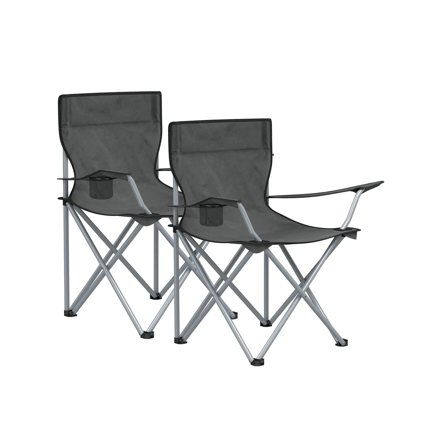 Rootz Portable Camping Chair Set of 2 - Lightweight Chairs - Armrest Inclusion - Steel, Oxford Cloth - 52x84x81cm