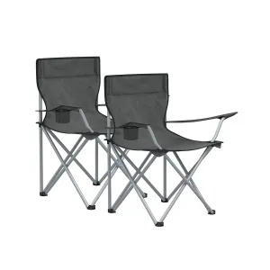 Rootz Portable Camping Chair Set of 2 - Lightweight Chairs - Armrest Inclusion - Steel, Oxford Cloth - 52x84x81cm