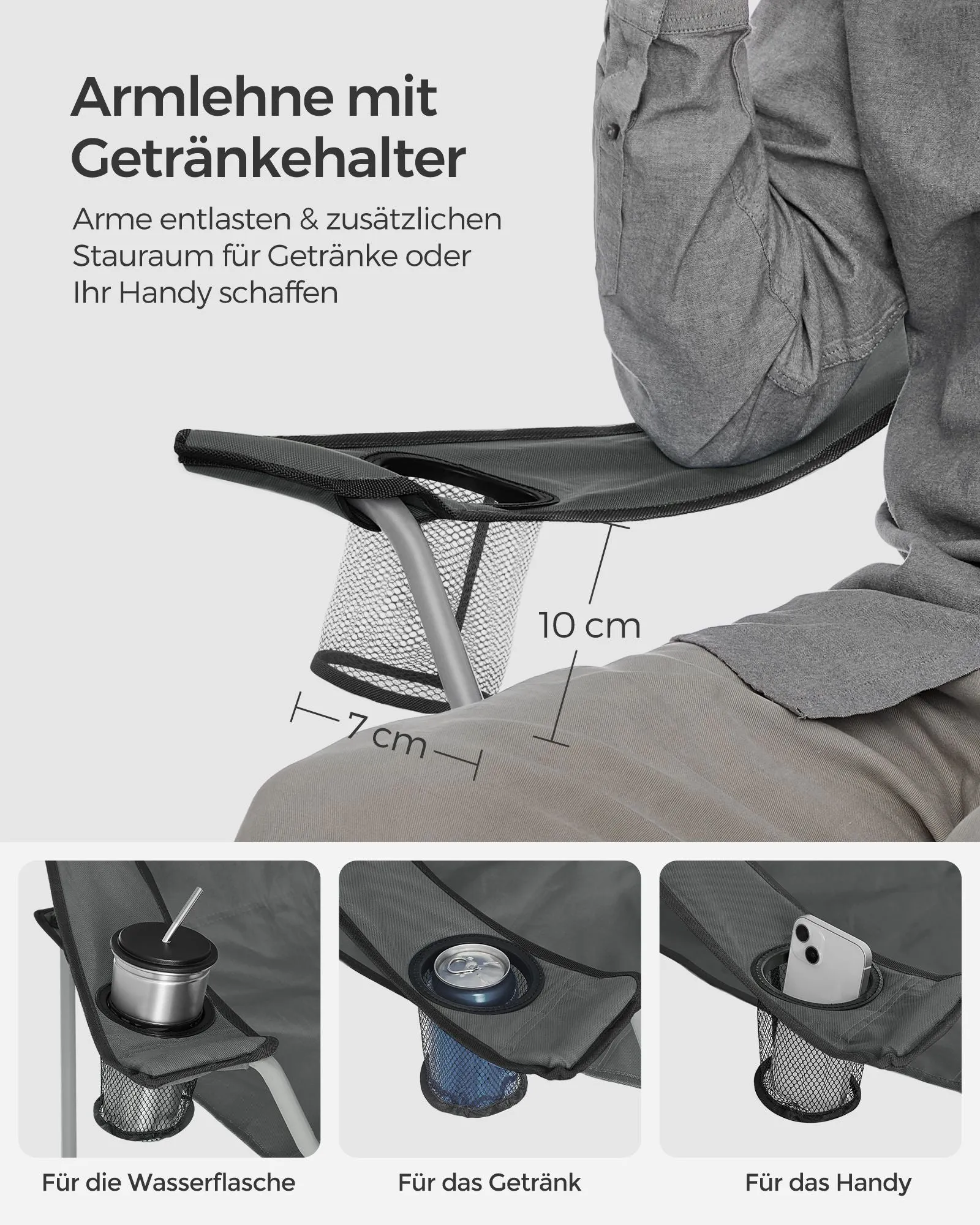 Rootz Portable Camping Chair Set of 2 - Lightweight Chairs - Armrest Inclusion - Steel, Oxford Cloth - 52x84x81cm