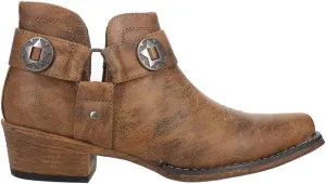 ROPER Womens Ava Harness Snip Toe Casual Boots Ankle Low Heel 1-2" - Brown