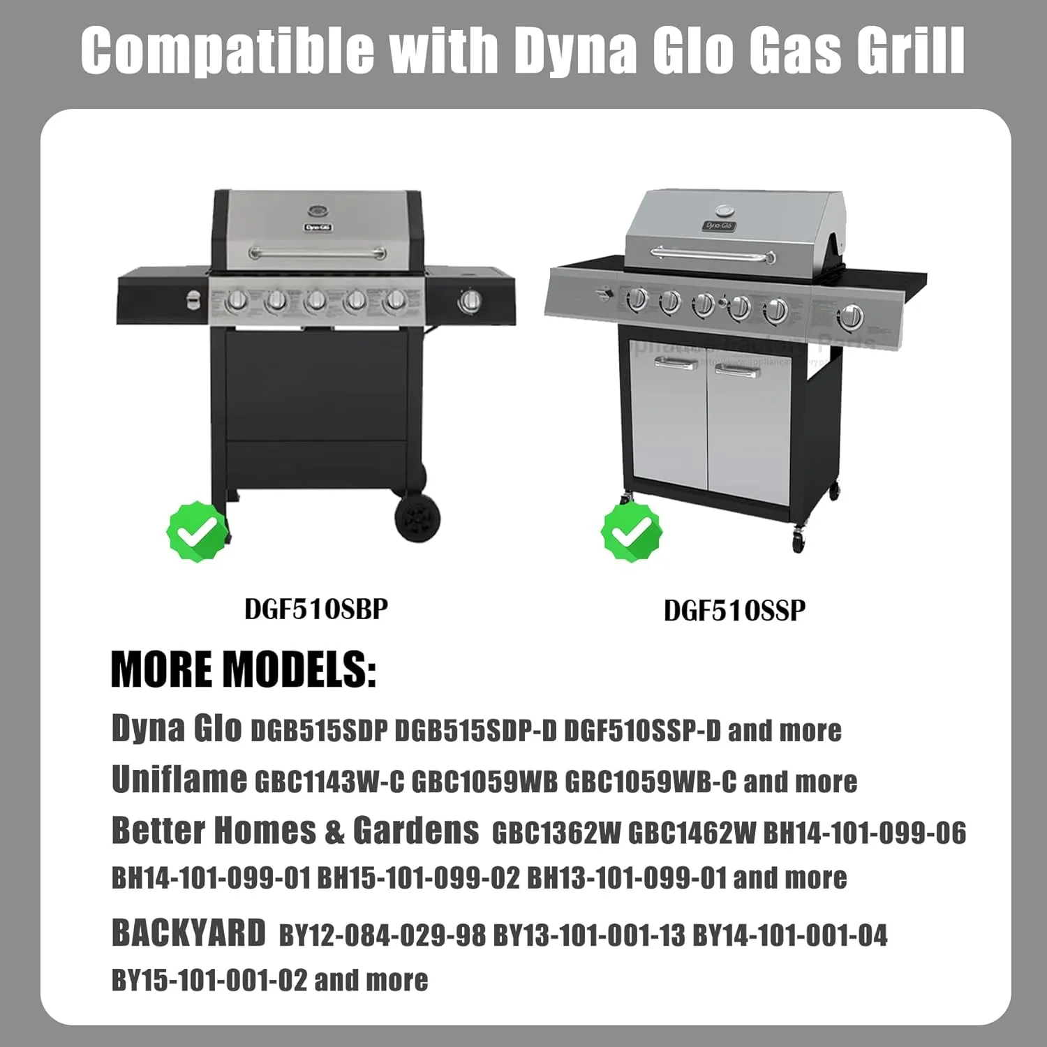 SafBbcue Full Size Griddle Inserts for Dyna Glo Grill Replacment Parts DGF510SSP DGF510SBP Flat Top Griddle for Backyard Grill Parts BY13-101-001-13 BY14-101-001-04, Carbon Steel