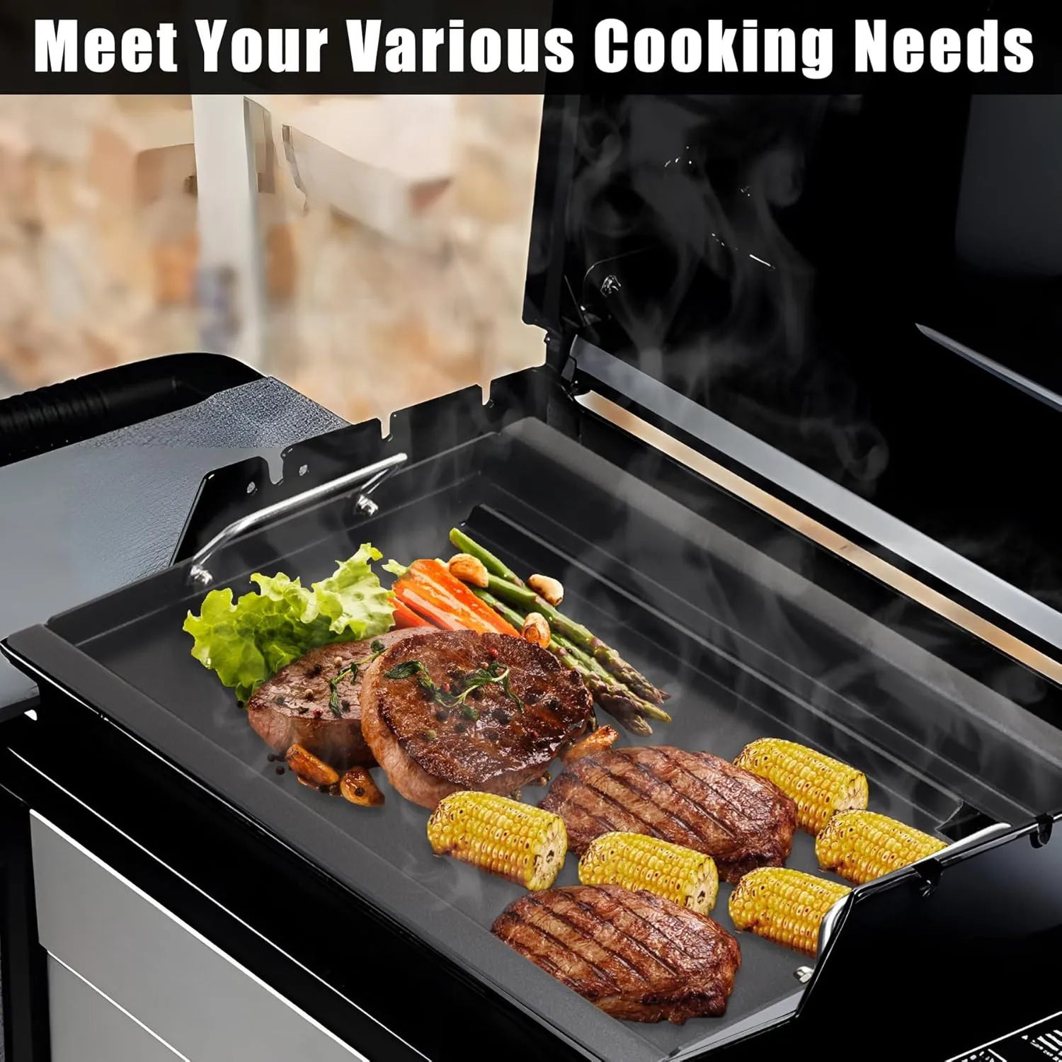 SafBbcue Full Size Griddle Inserts for Dyna Glo Grill Replacment Parts DGF510SSP DGF510SBP Flat Top Griddle for Backyard Grill Parts BY13-101-001-13 BY14-101-001-04, Carbon Steel