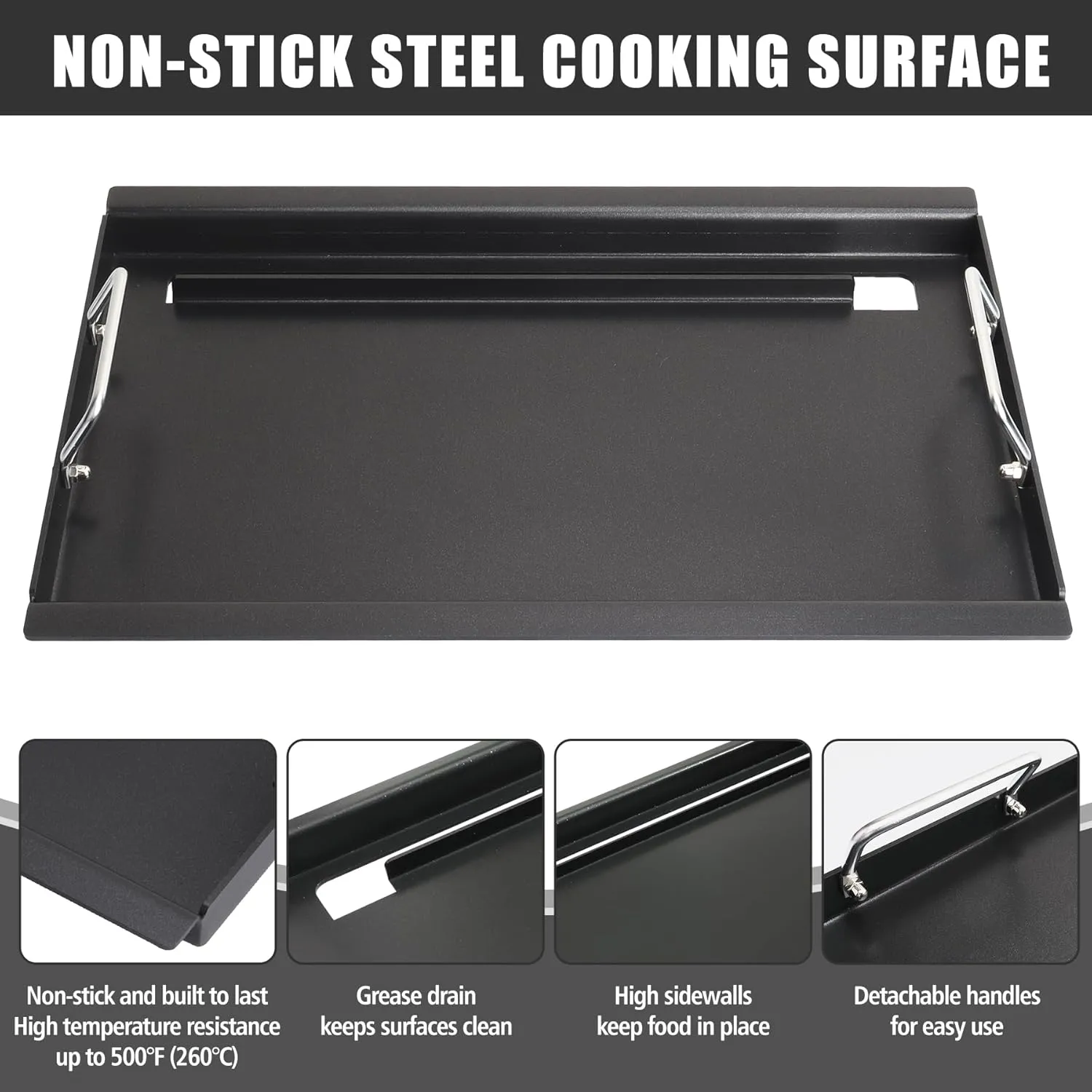 SafBbcue Full Size Griddle Inserts for Dyna Glo Grill Replacment Parts DGF510SSP DGF510SBP Flat Top Griddle for Backyard Grill Parts BY13-101-001-13 BY14-101-001-04, Carbon Steel