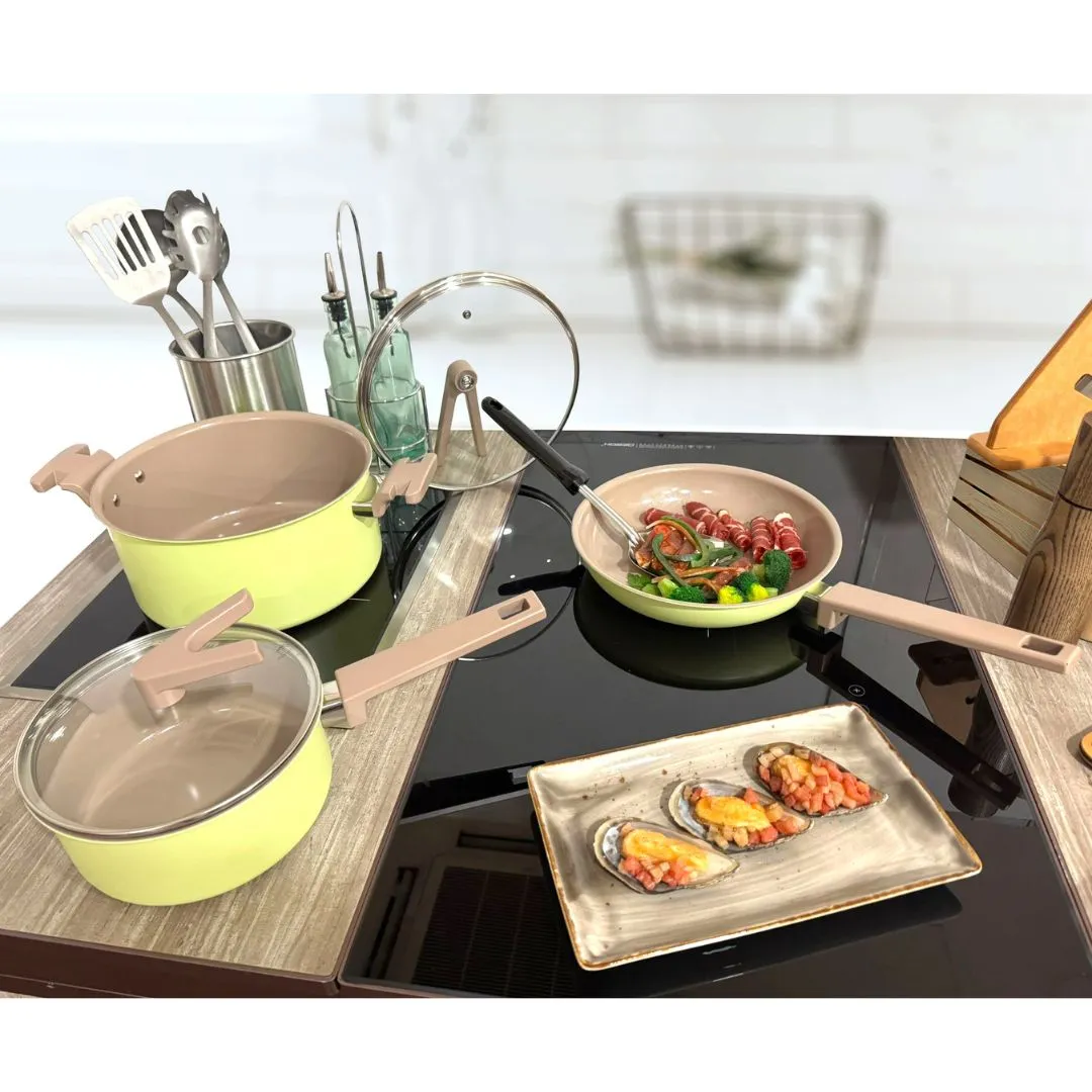 Safico Pro Aluminium Nonstick Ceramic Induction Usable Saucepan With Standable Handle