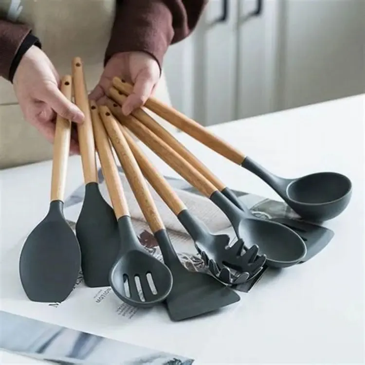 Secure payments with Cooking Handle stick PCs Wooden Silicone Cooking Set Set-Fresh Tool Wireless 12 Non