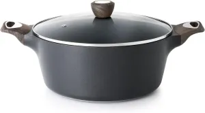 SENSARTE Nonstick Stock Pot with Lid, 2.6/4.5/6.6 QT Soup Pot Casserole Pot, Healthy Pasta Pot, Large Deep Cooking Pot, Big Sauce Pot Stew Pot, Induction Compatible, PFOA PFOS APEO Free, Black