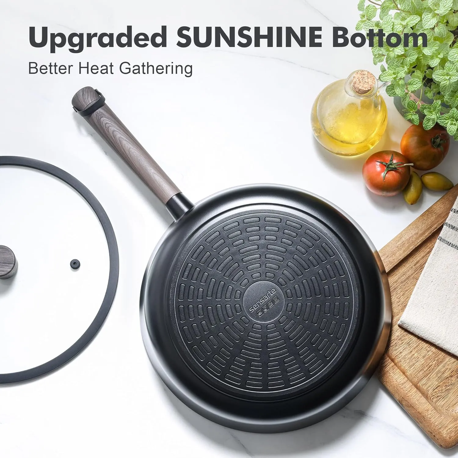 SENSARTE Pots and Pans Set Nonstick Cookware Set Kitchen Cooking Set Non-toxic, Dishwasher & Oven Safe, Induction Compatible, PFOA/PFOS Free, 13pcs, Black