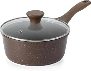 SENSARTE Saucepan Nonstick with Lid 2.0 Quarts Granite Coating Sauce Pot Small Kitchen Cooking Pot, Induction Comptable, PFOA Free