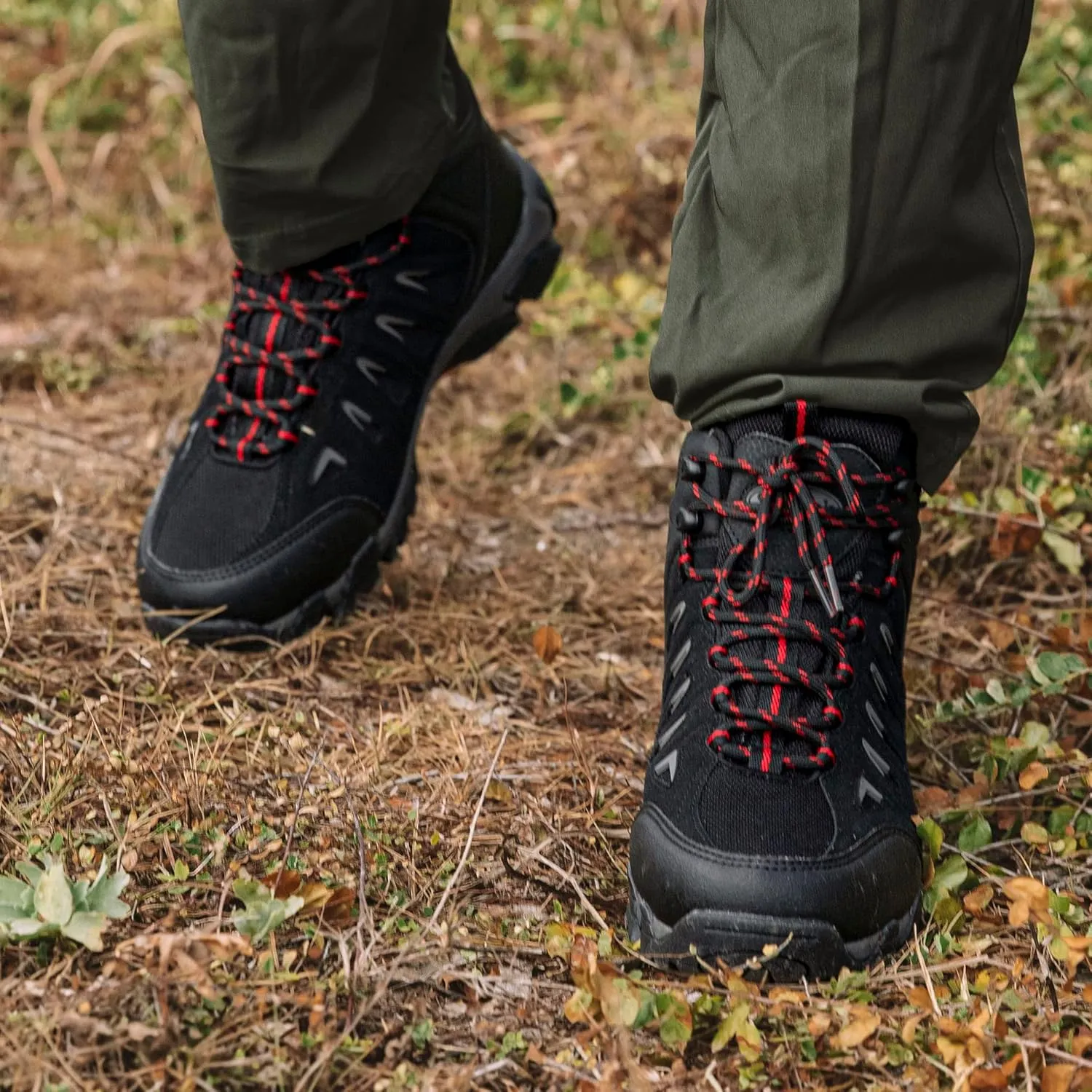 SHULOOK Men's Waterproof Hiking Boots Non-Slip Lightweight Outdoor Mid Top Ankle Boot Breathable Hiker Trekking Shoes