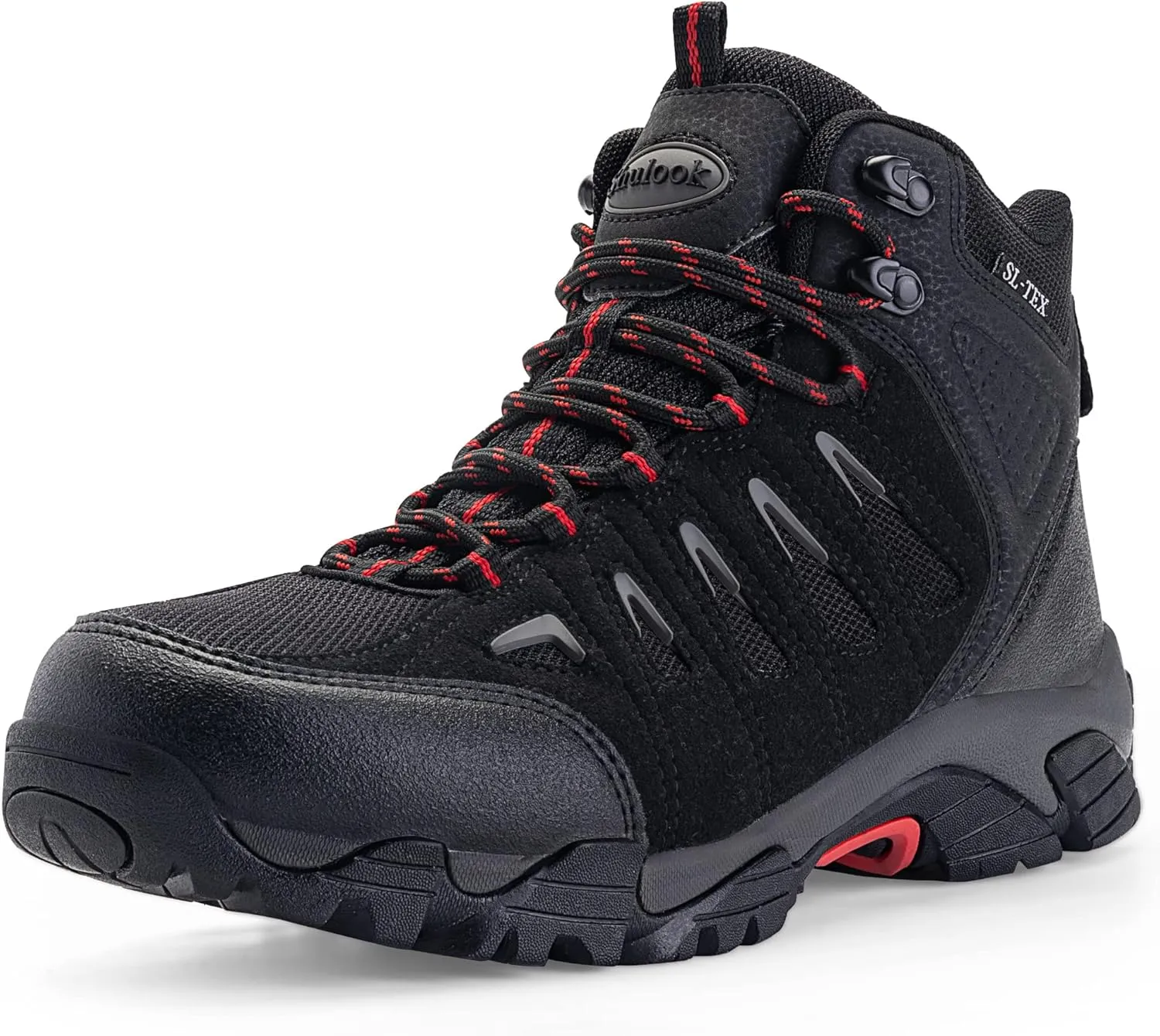 SHULOOK Men's Waterproof Hiking Boots Non-Slip Lightweight Outdoor Mid Top Ankle Boot Breathable Hiker Trekking Shoes