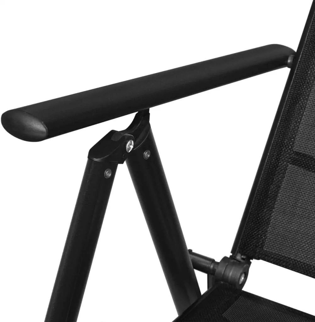 sillas de comedor Outdoor Chairs Kitchen Table Chairs Black Dining chairsFolding Patio Chairs 2 pcs Aluminum and Textilene BlackSuitable for Gardens, courtyards