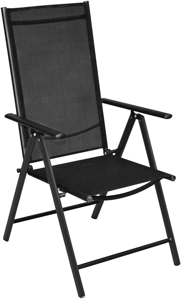 sillas de comedor Outdoor Chairs Kitchen Table Chairs Black Dining chairsFolding Patio Chairs 2 pcs Aluminum and Textilene BlackSuitable for Gardens, courtyards