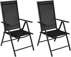sillas de comedor Outdoor Chairs Kitchen Table Chairs Black Dining chairsFolding Patio Chairs 2 pcs Aluminum and Textilene BlackSuitable for Gardens, courtyards