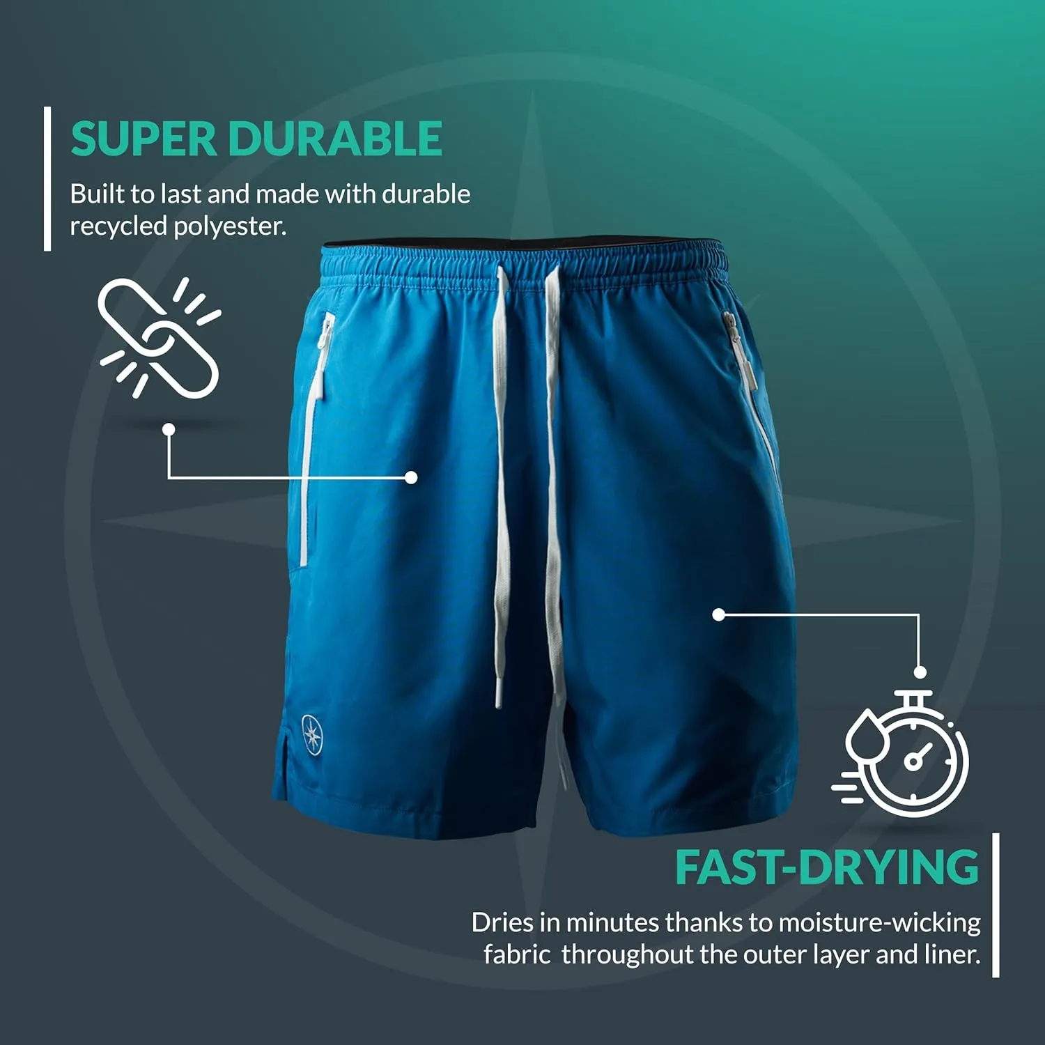 Silverlight Hiking Shorts for Men with Silver Yarn Liner 7" Inseam - Durable, Comfortable, Moisture-Wicking and Anti-Odor