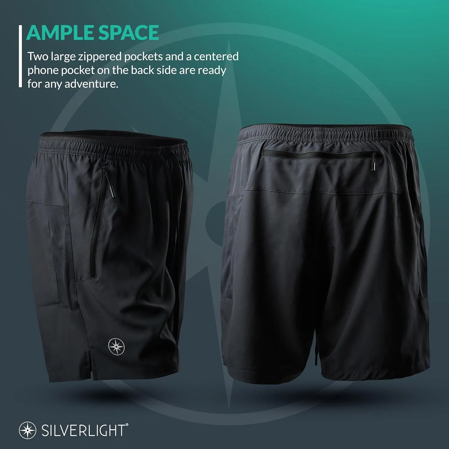 Silverlight Hiking Shorts for Men with Silver Yarn Liner 7" Inseam - Durable, Comfortable, Moisture-Wicking and Anti-Odor