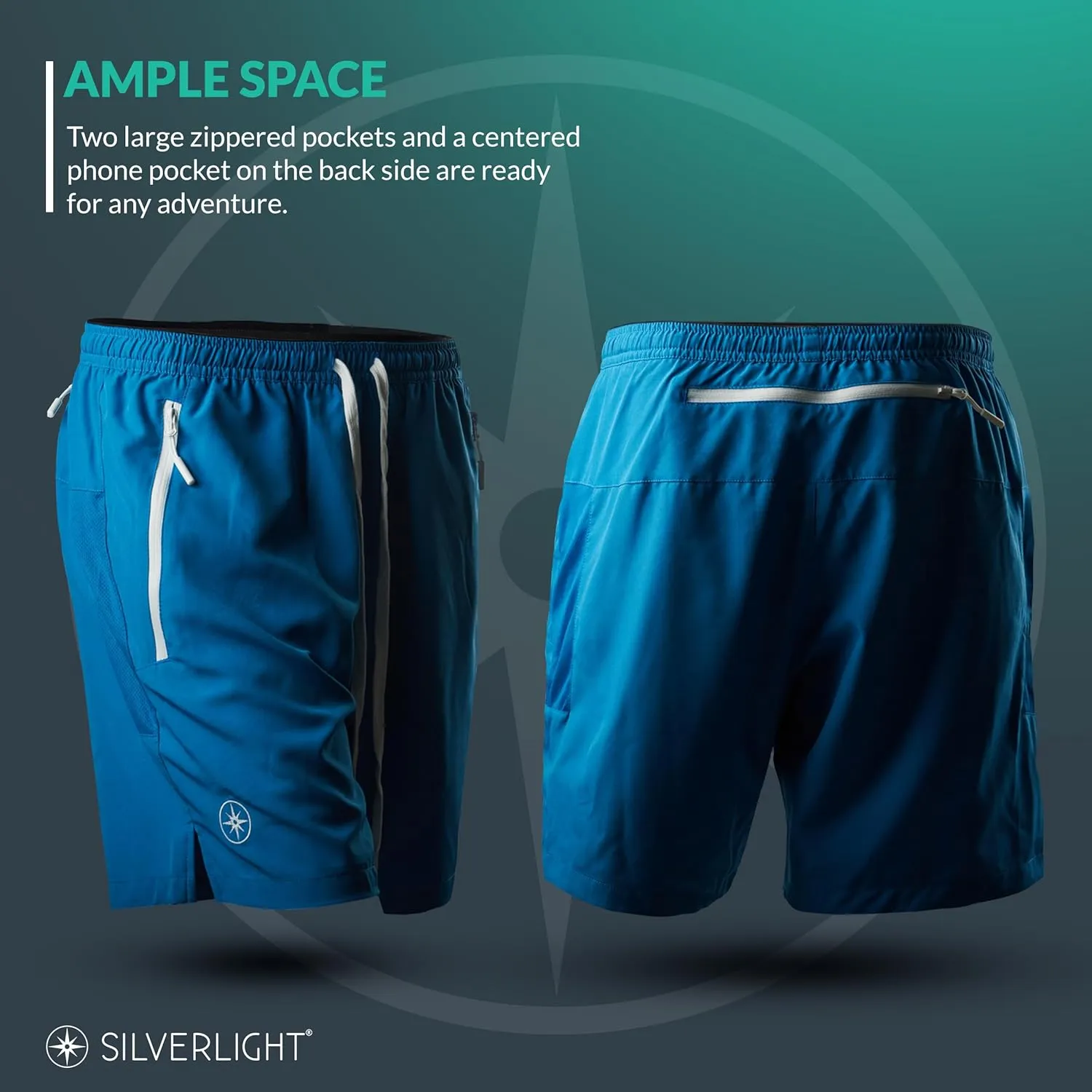 Silverlight Hiking Shorts for Men with Silver Yarn Liner 7" Inseam - Durable, Comfortable, Moisture-Wicking and Anti-Odor