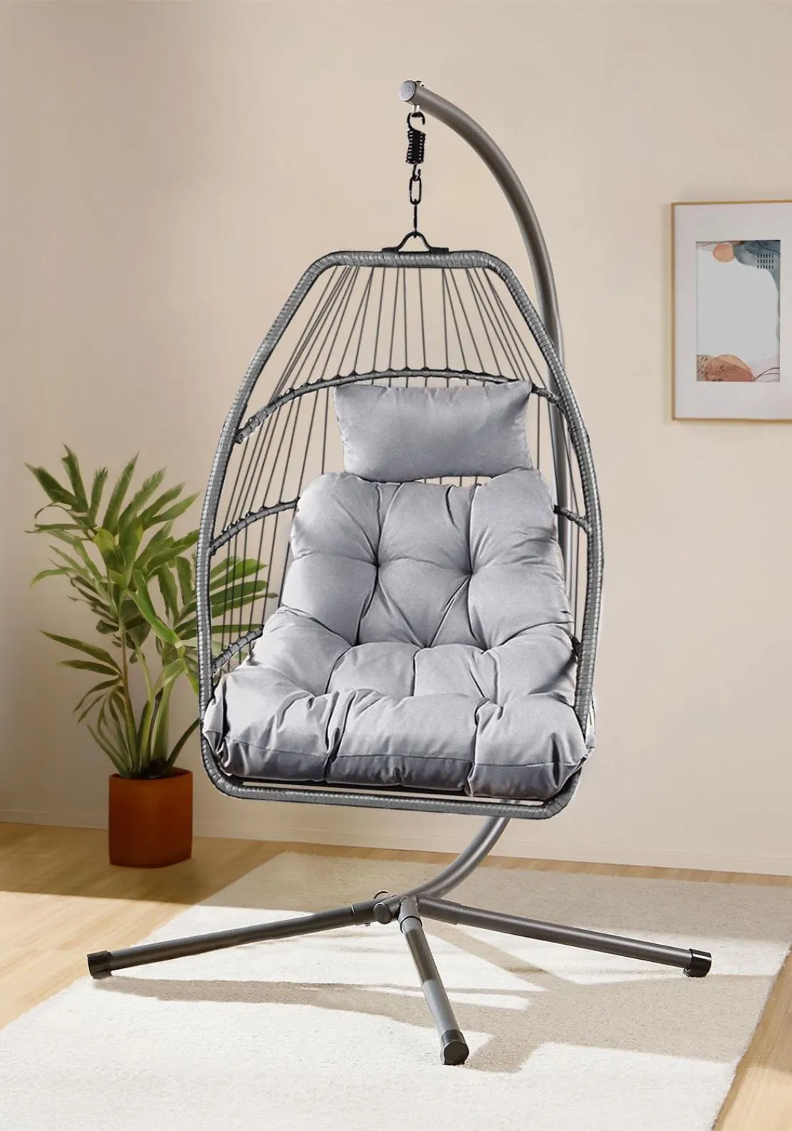 Single Seat Swinging Egg Chair Charcoal - Grey