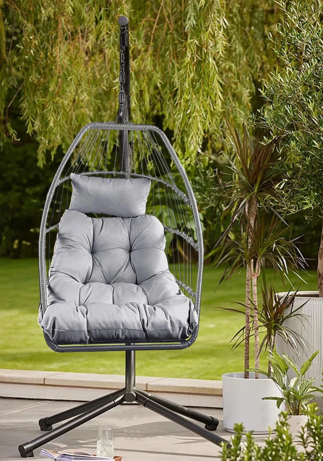 Single Seat Swinging Egg Chair Charcoal - Grey