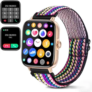 Smart Watch 1.7'' Full Touch Screen Call Answer/Dial Fitness Tracker Smartwatch for Android iOS IP67 Waterproof Fitness Watch Heart Rate Monitor Blood Oxygen Activity Trackers for Men Women
