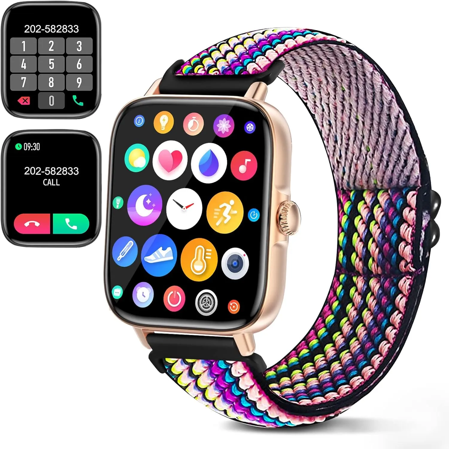 Smart Watch 1.7'' Full Touch Screen Call Answer/Dial Fitness Tracker Smartwatch for Android iOS IP67 Waterproof Fitness Watch Heart Rate Monitor Blood Oxygen Activity Trackers for Men Women