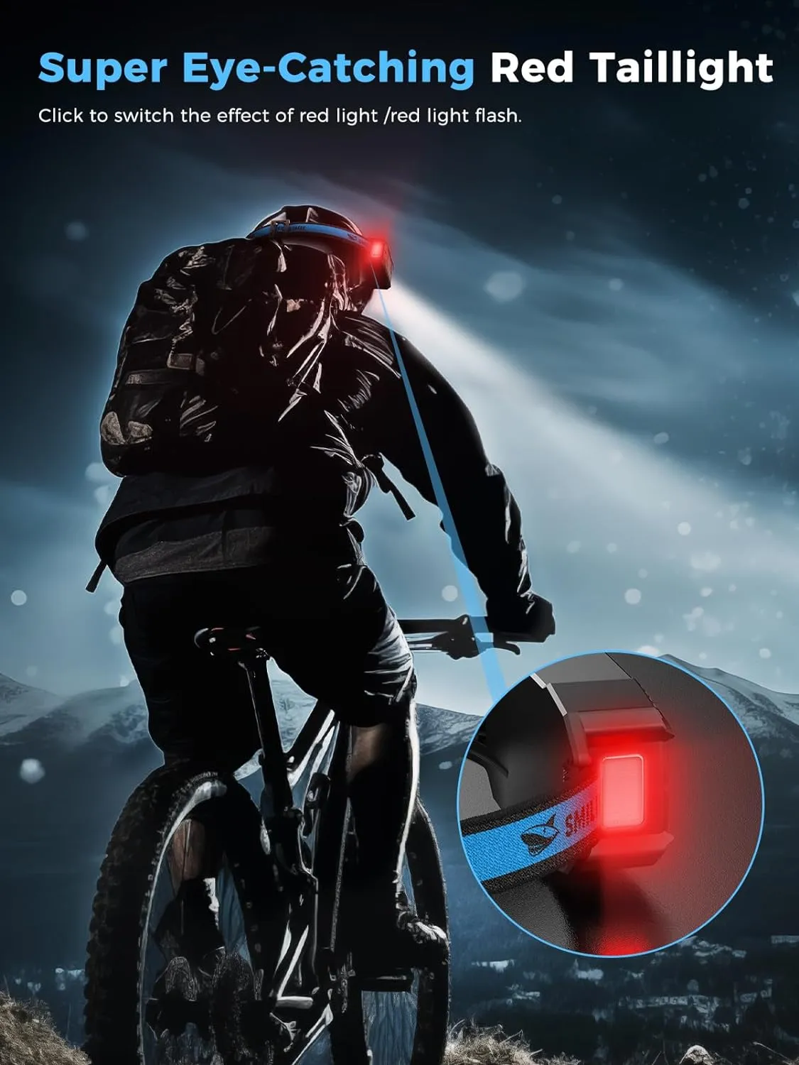 Smiling Shark Headlamp, Head Lamp Led Rechargeable 6 Modes 7*White Lights 270° Lighting Width Motion Sensor Red Tail Light for Camping Fishing Running Repairation, LED-Headlamp-Rechargeable-Light