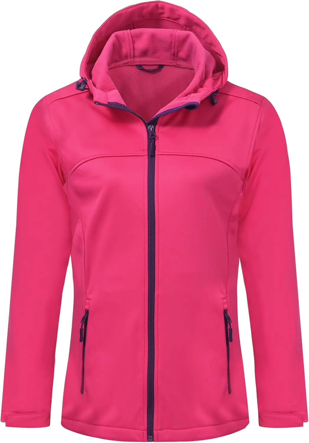 Softshell Jacket Women Fleece Lined Lightweight Jacket Waterproof Coat with Hooded Outdoor Hiking