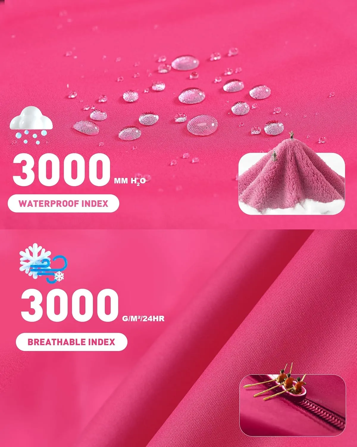 Softshell Jacket Women Fleece Lined Lightweight Jacket Waterproof Coat with Hooded Outdoor Hiking