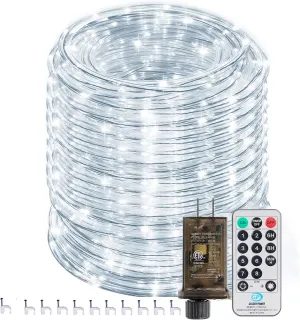 Solhice 120ft Rope Lights Outside Cool White 440 LEDs with Remote Control, Waterproof Outdoor LED Christmas Tube Light with Timer, Rope Lighting for Deck, Patio, Indoor (Not Connectable)