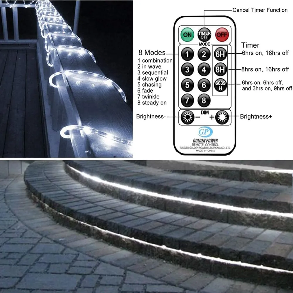 Solhice 120ft Rope Lights Outside Cool White 440 LEDs with Remote Control, Waterproof Outdoor LED Christmas Tube Light with Timer, Rope Lighting for Deck, Patio, Indoor (Not Connectable)