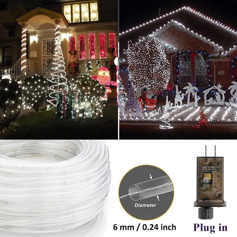 Solhice 120ft Rope Lights Outside Cool White 440 LEDs with Remote Control, Waterproof Outdoor LED Christmas Tube Light with Timer, Rope Lighting for Deck, Patio, Indoor (Not Connectable)