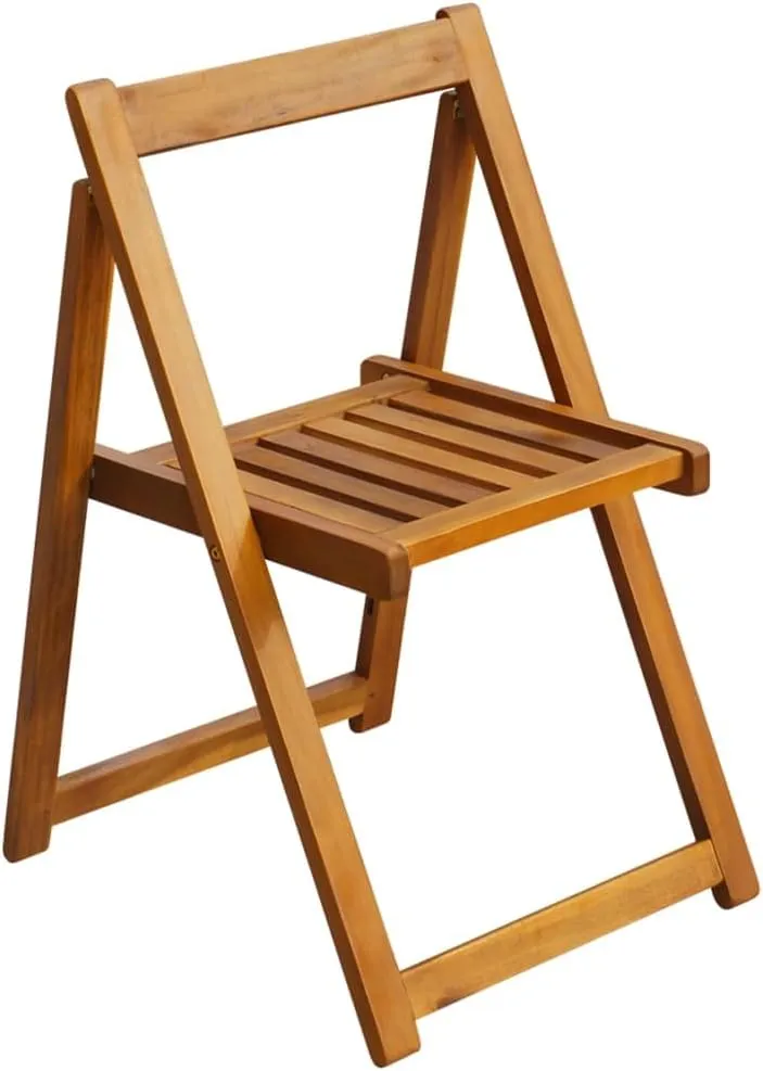 Solid Acacia Wood Folding Patio Chairs Set of 2 Weatherproof Outdoor Furniture for Camping Beach Poolside Dining & Lounge (Natural Wood Finish, 18.5x19.7x29.5 Inches)