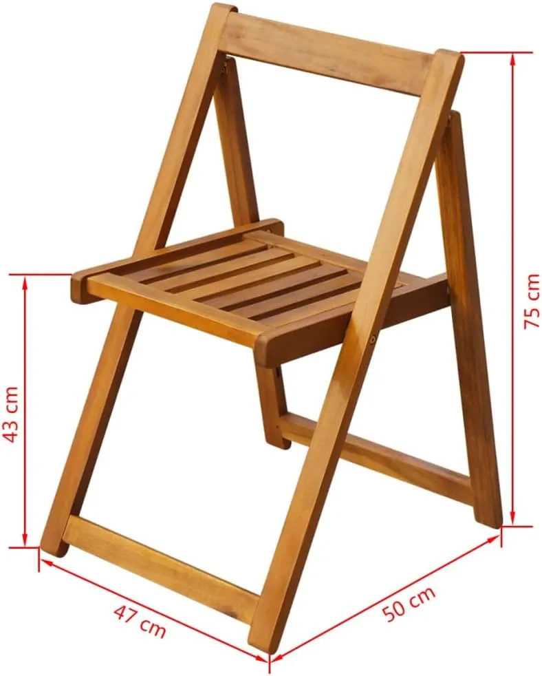 Solid Acacia Wood Folding Patio Chairs Set of 2 Weatherproof Outdoor Furniture for Camping Beach Poolside Dining & Lounge (Natural Wood Finish, 18.5x19.7x29.5 Inches)