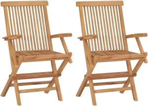 Solid Teak Wood Folding Patio Chairs Set of 2, Weather-Resistant Outdoor Lounge Chairs for Poolside Beach Camping, Foldable Patio Furniture with Smooth Finish, 35.4" Seat Height