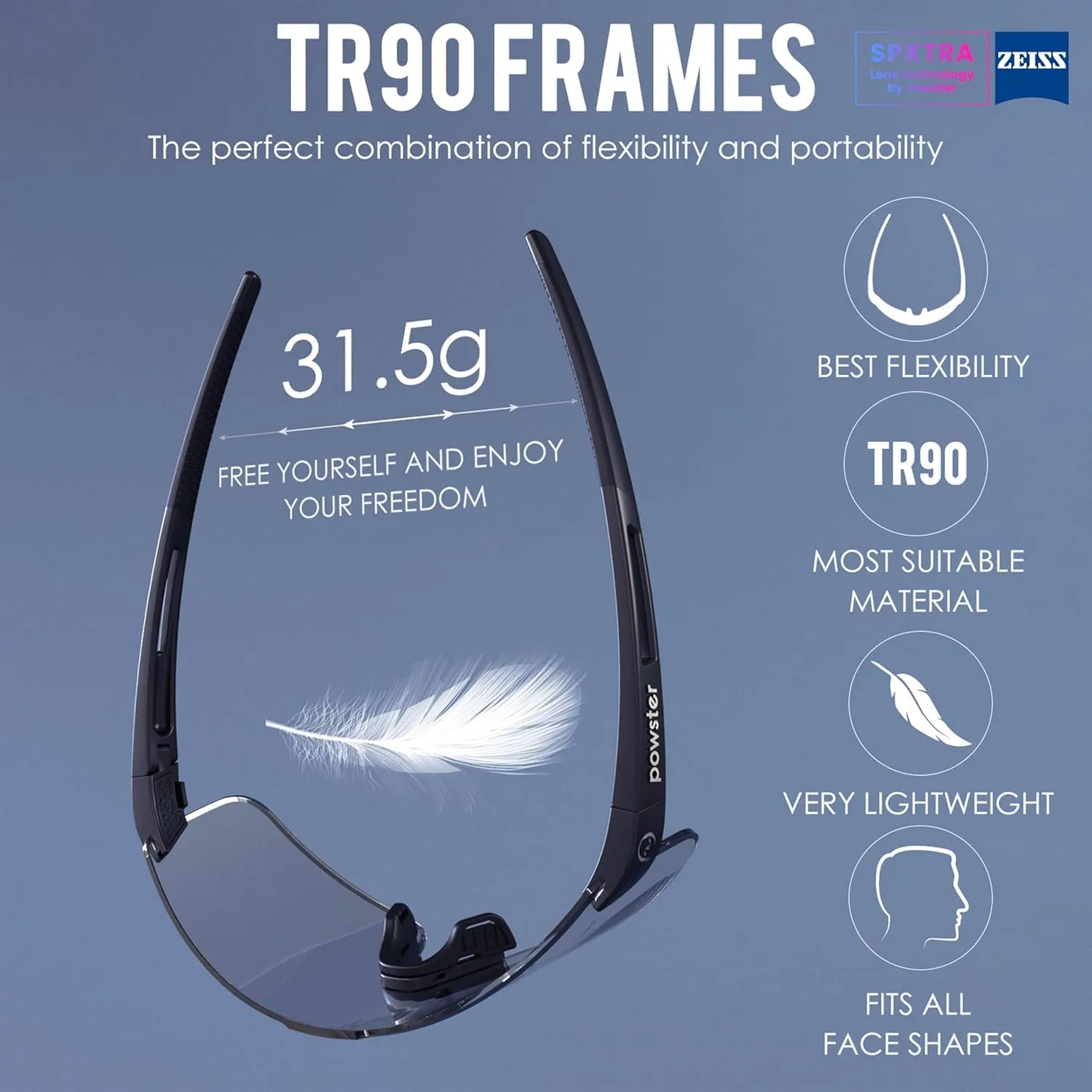 Sports Cycling Sunglasses for Men and Women Interchangeable Six coated lenses UV 400 TR90 Protection Sunglasses