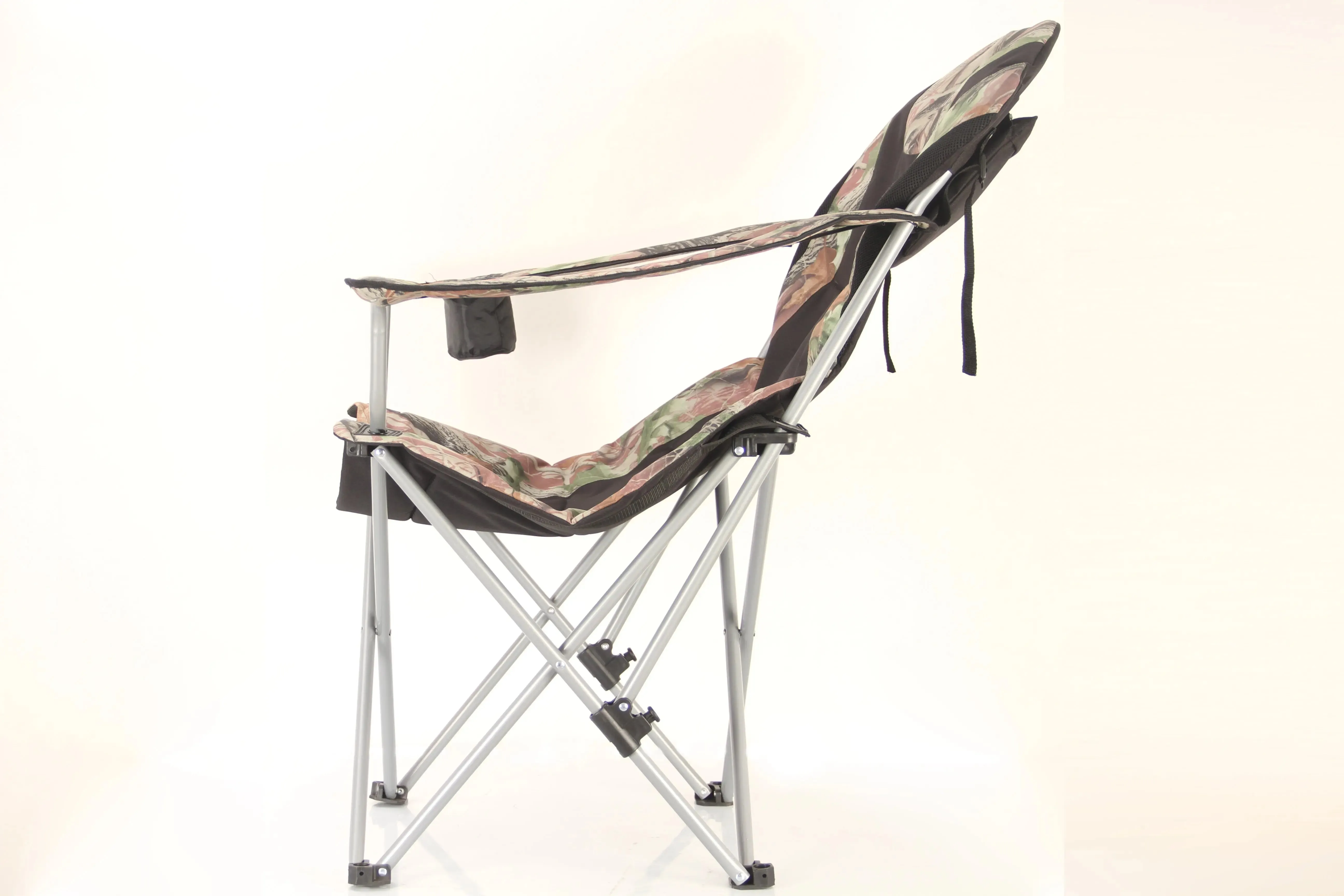 Stylish Camping Foldable Black/Camo Reclining Camp Chair