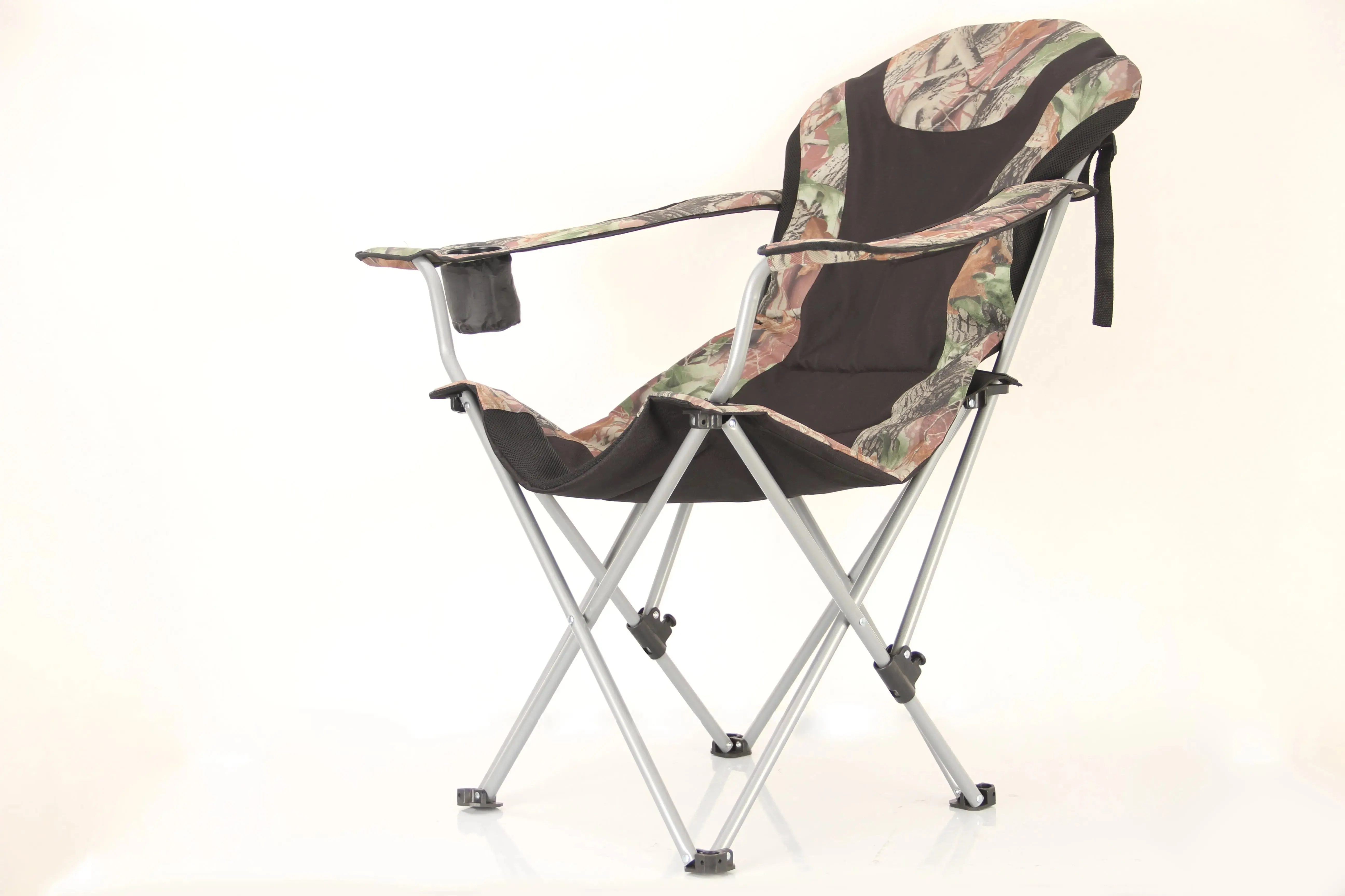 Stylish Camping Foldable Black/Camo Reclining Camp Chair