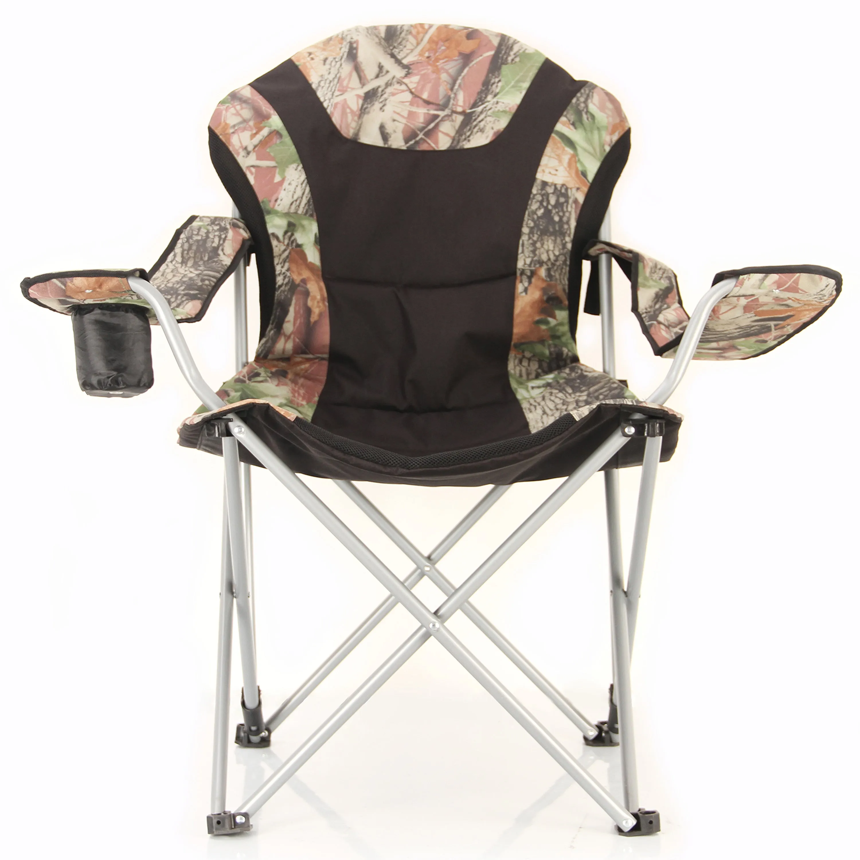 Stylish Camping Foldable Black/Camo Reclining Camp Chair
