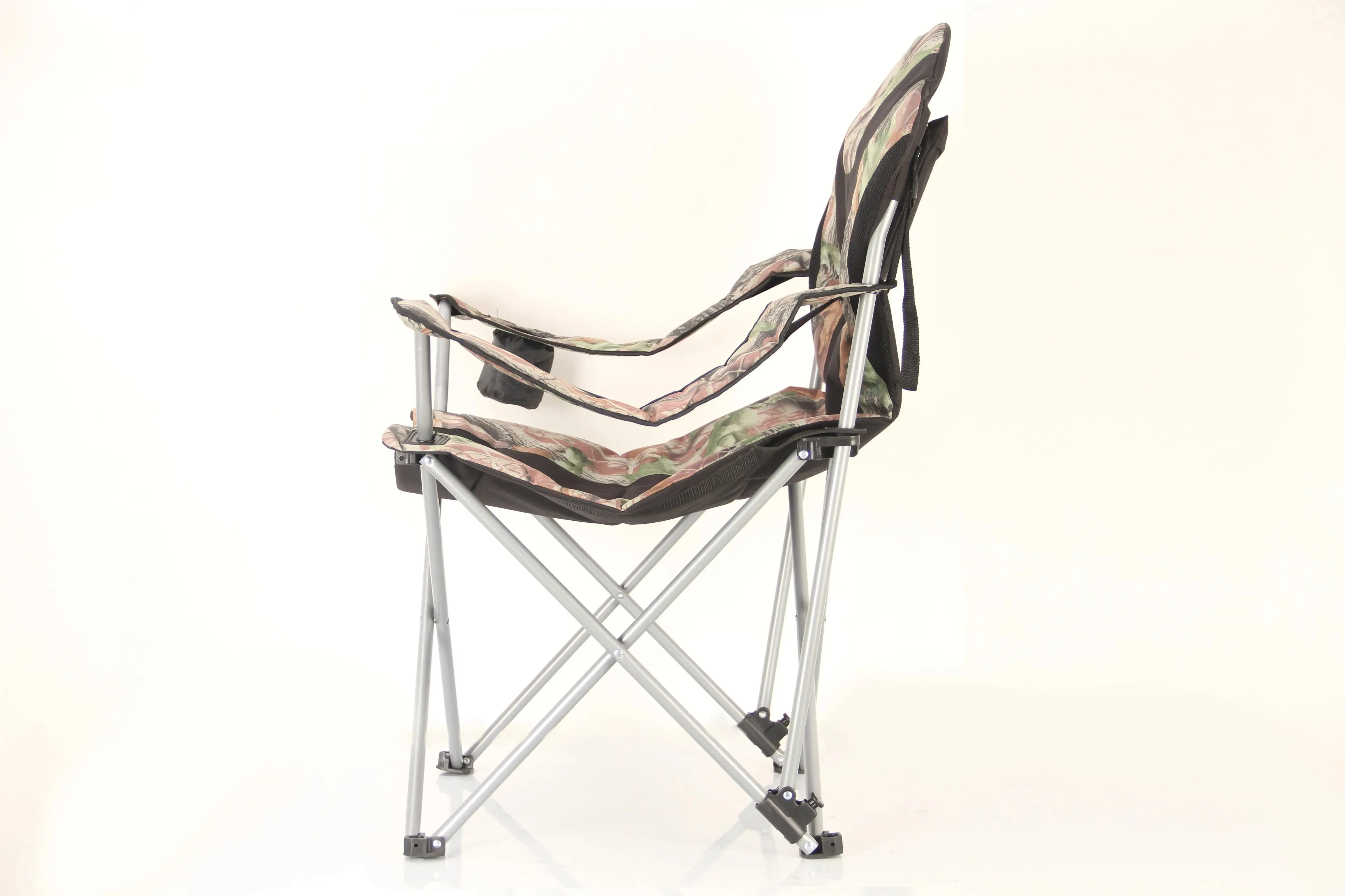 Stylish Camping Foldable Black/Camo Reclining Camp Chair