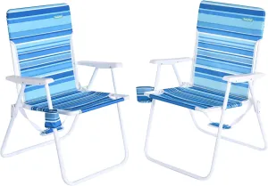 SunnyFeel 15" Tall Folding Beach Chair for Adults 2 Pack, Oversized Portable High Seat Sand Chair Heavy Duty 300 LBS, Foldable Camping Lawn Chairs for Camp/Outdoor/Travel/Picnic/Concert/Sports