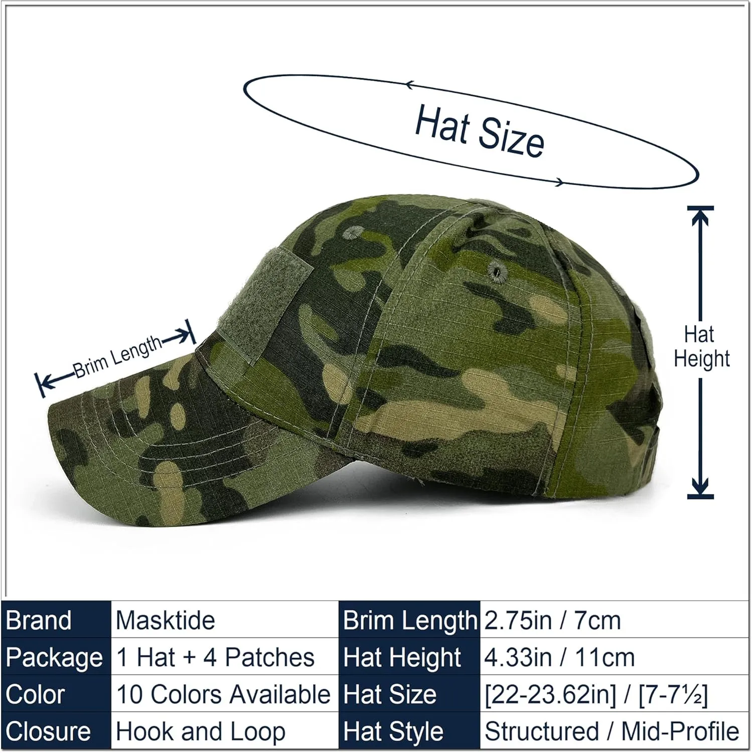 Tactical Military Mens Camo Baseball Hat with American Flag Skull Embroidery Patches for Hunting Women Patriotic Cap