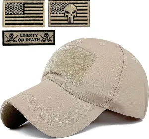 Tactical Military Mens Camo Baseball Hat with American Flag Skull Patch Patriotic Operator Camouflage Cap for Women