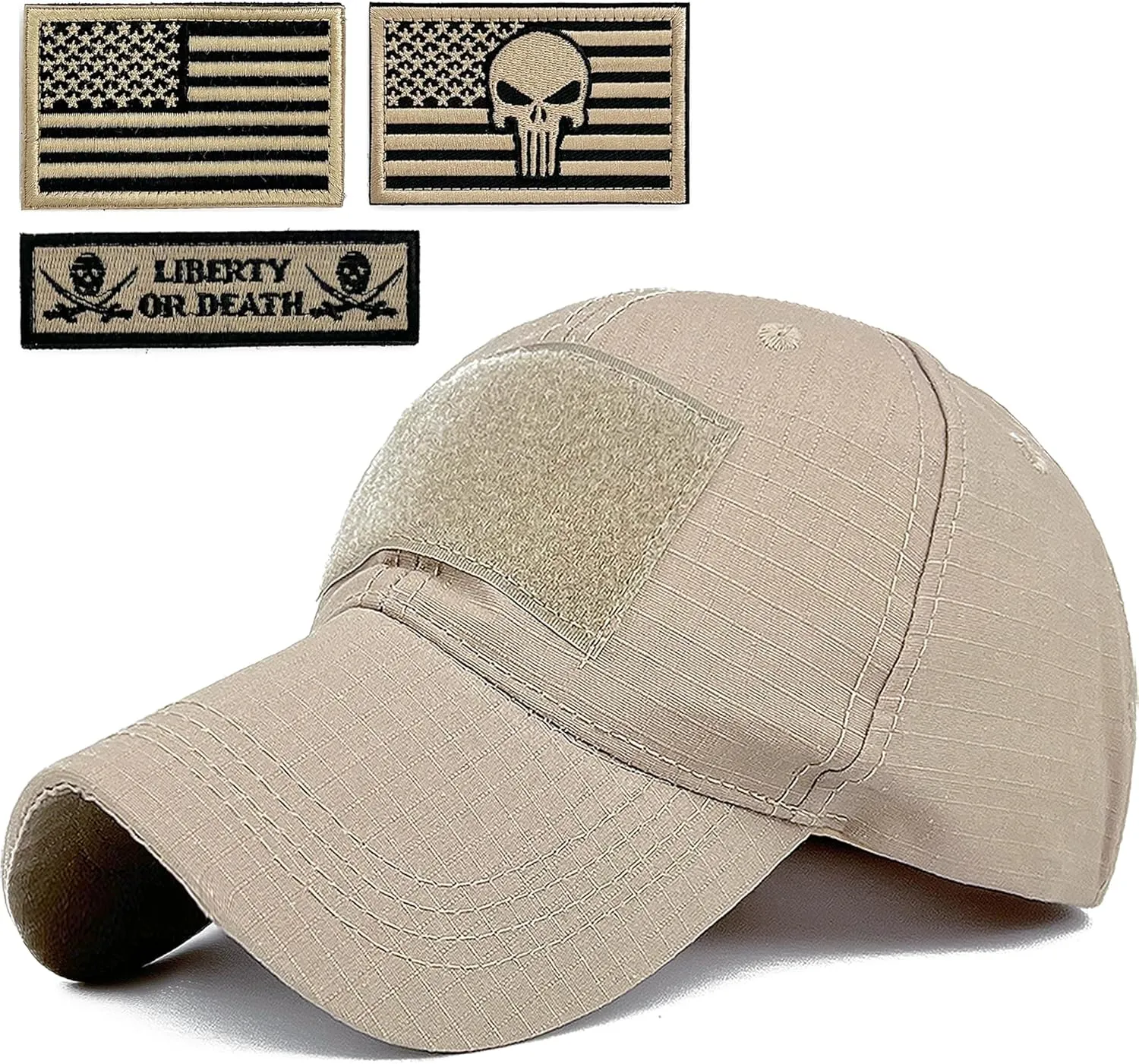 Tactical Military Mens Camo Baseball Hat with American Flag Skull Patch Patriotic Operator Camouflage Cap for Women