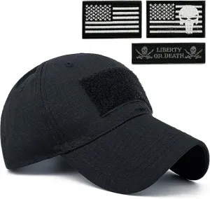 Tactical Military Mens Camo Baseball Hat with American Flag Skull Patch Patriotic Operator Camouflage Cap for Women