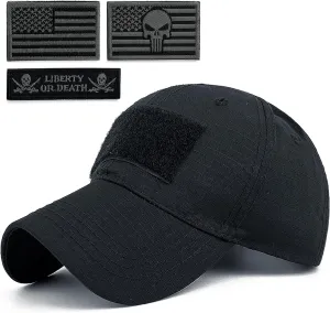 Tactical Military Mens Camo Baseball Hat with American Flag Skull Patch Patriotic Operator Camouflage Cap for Women