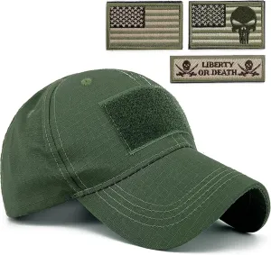 Tactical Military Mens Camo Baseball Hat with American Flag Skull Patch Patriotic Operator Camouflage Cap for Women