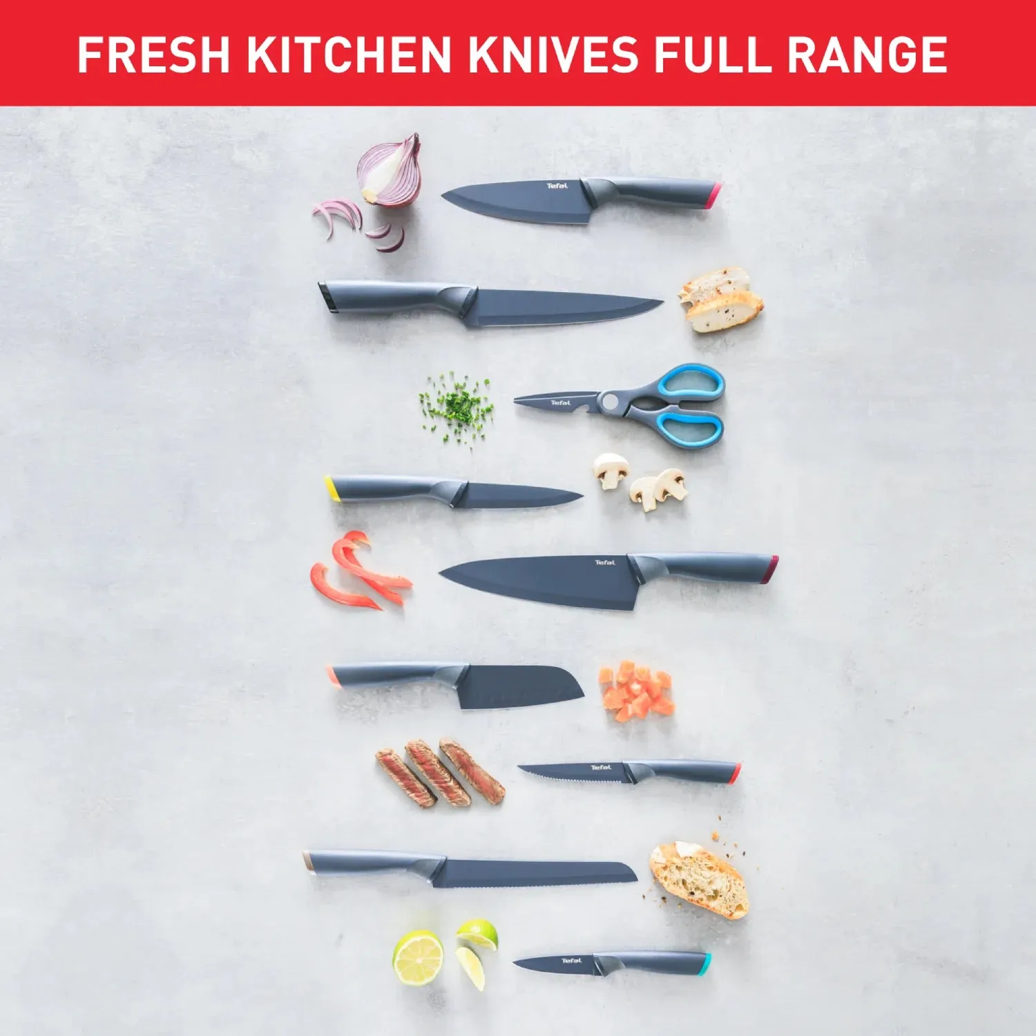 Tefal Fresh Kitchen Non-Stick Stainless Steel Chef's Knife 20cm K1220205
