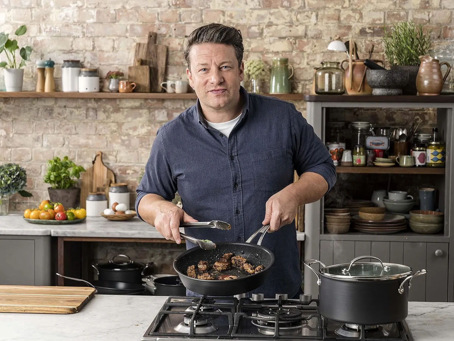 Tefal H9120444 Frying Pan, 24cm, Jamie Oliver, Hard Anodised, Aluminium